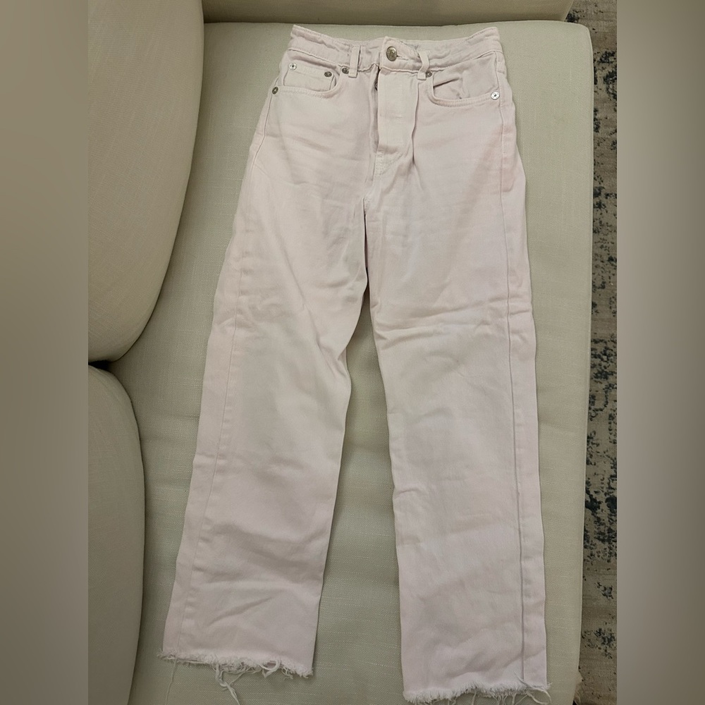 ZARA Light pink high tide wide leg jeans